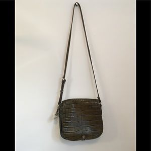 Downey and Bourne crocodile crossbody saddle bag